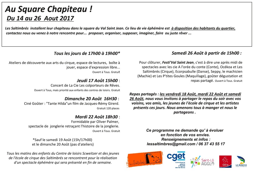 Programme Au square chapiteau